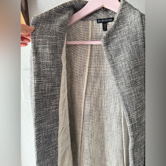 Eileen Fisher Coat Womens Medium Gray Knit Long Length Cotton Capsule Minimalist - Picture 4 of 13